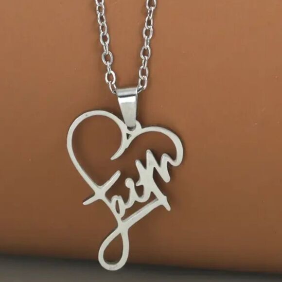 Source Unknown Jewelry - FAITH Silver Pendant Dainty Religious Necklace gift preppy feminine minimalist